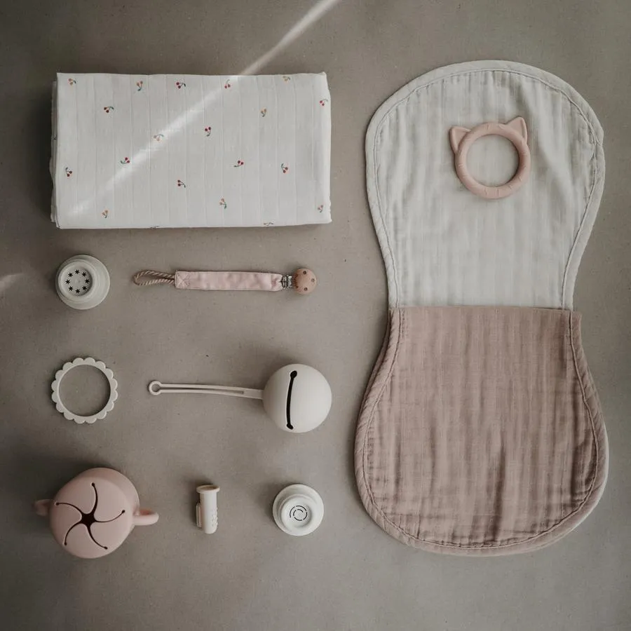 Muslin Burp Cloth Organic Cotton 2-Pack (Blush/Fog)