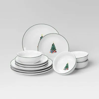 Open Box - 12pc Christmas Dinnerware Set White - Threshold