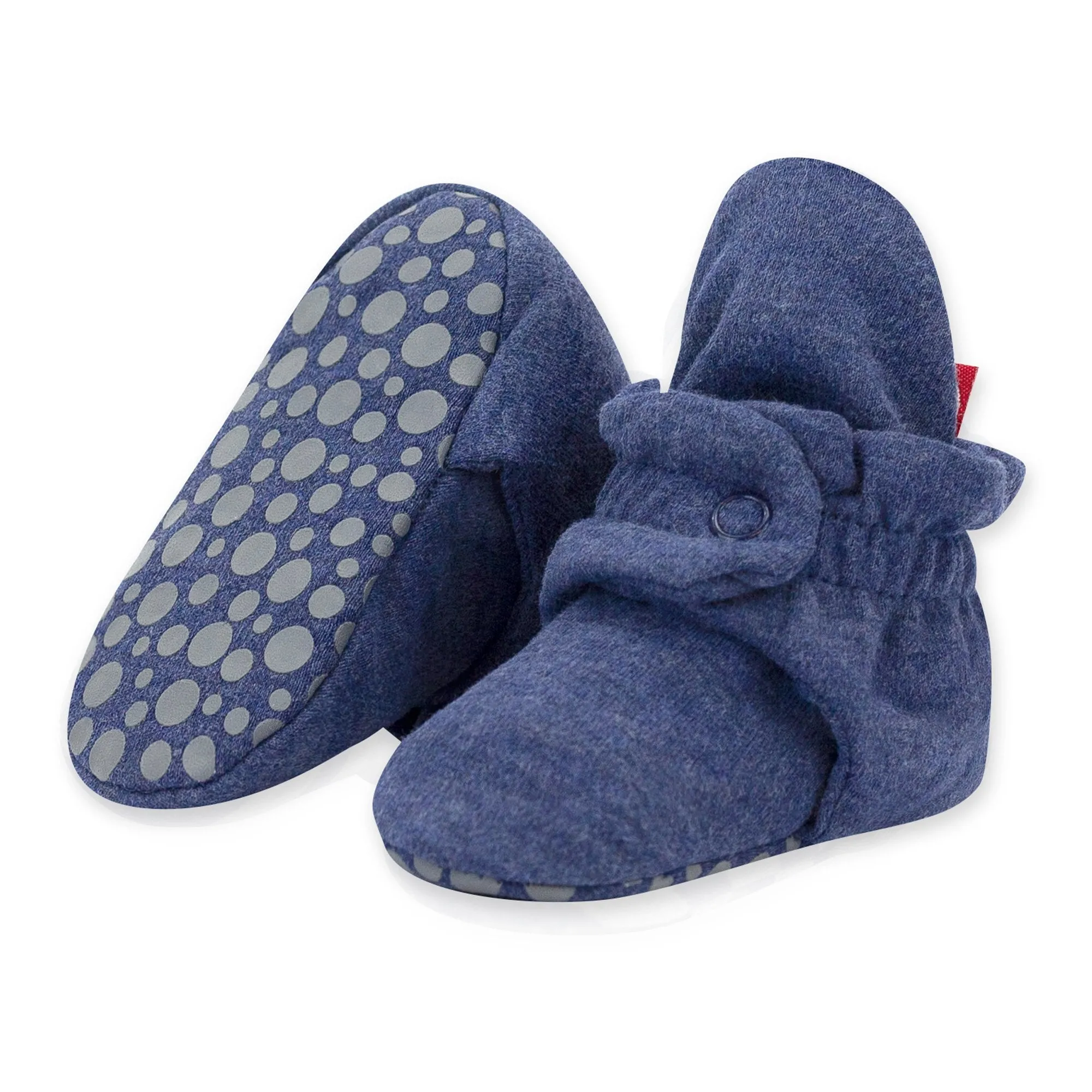 Organic Cotton Gripper Baby Bootie - Heather Navy