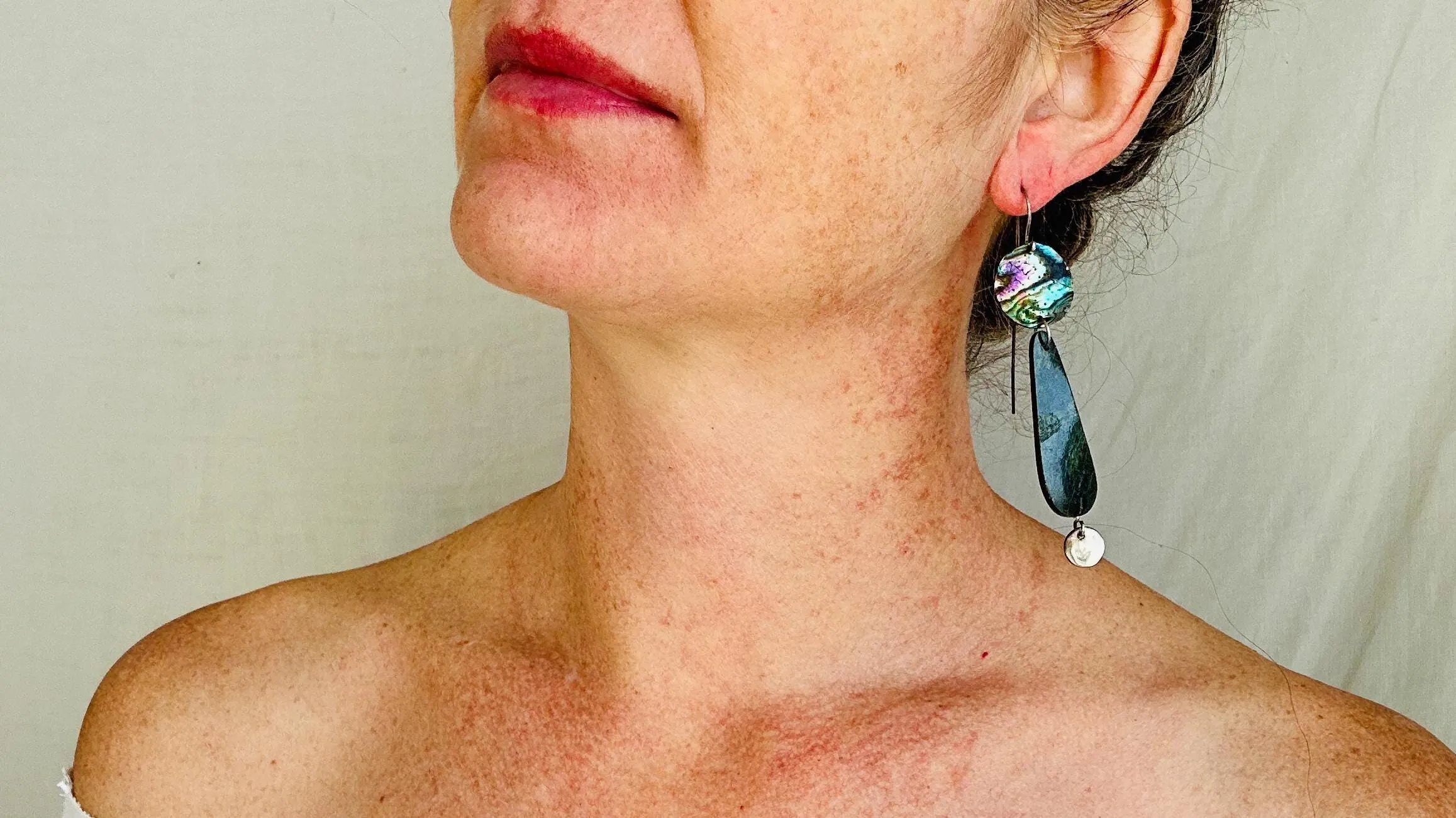 Paua and Serpentine Earrings. Handmade Designer Earrings. 4114