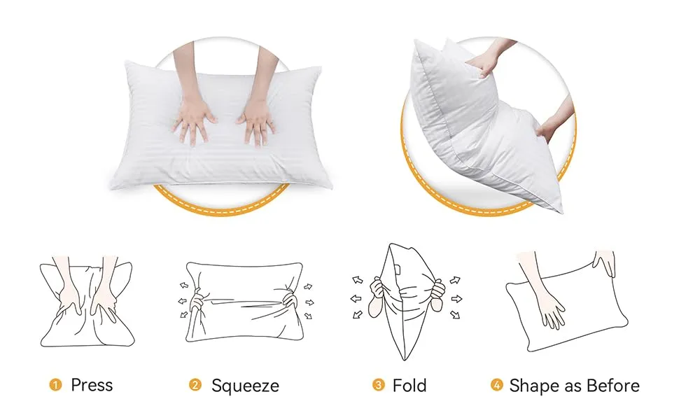 Premium Adjustable Striped Bed Pillows Queen Size Alternative Pillows
