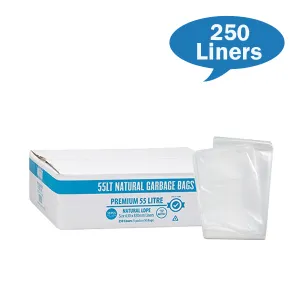 Premium Clear 55Lt Rubbish Bin Liners