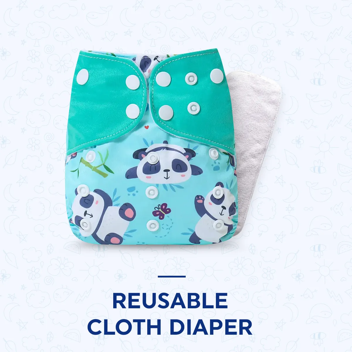 Reusable Cloth Diaper with Insert for Babies 0-3 Years