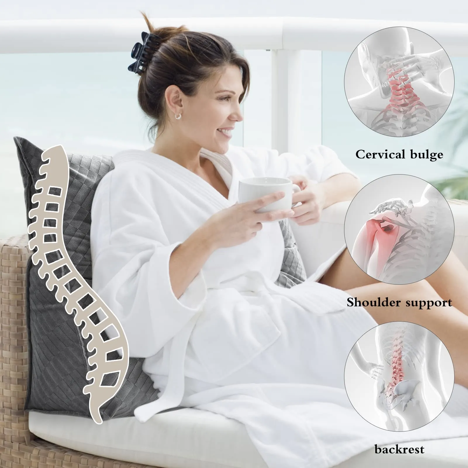 Triangular Headboard Pillow Wedge Support Reading Backrest Pillow