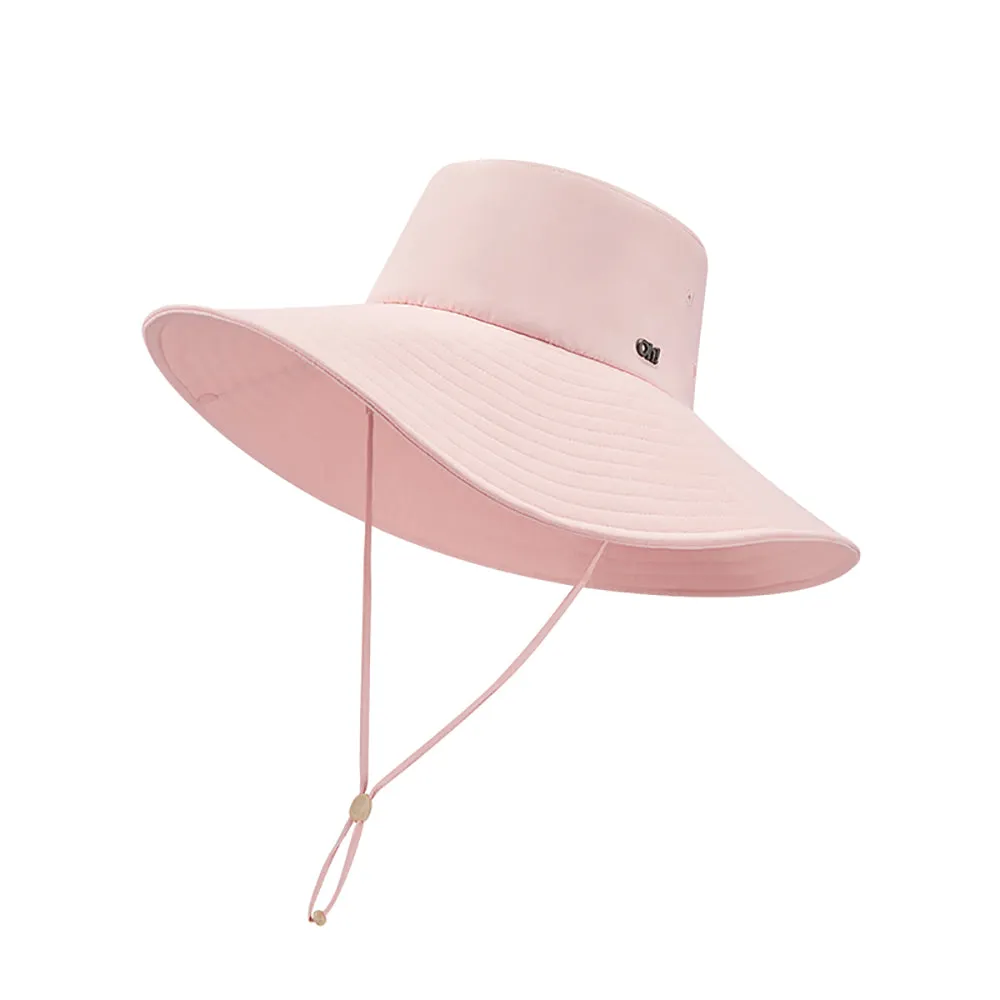 Unisex Extra Large Brim Sun Hat with Windproof Rope