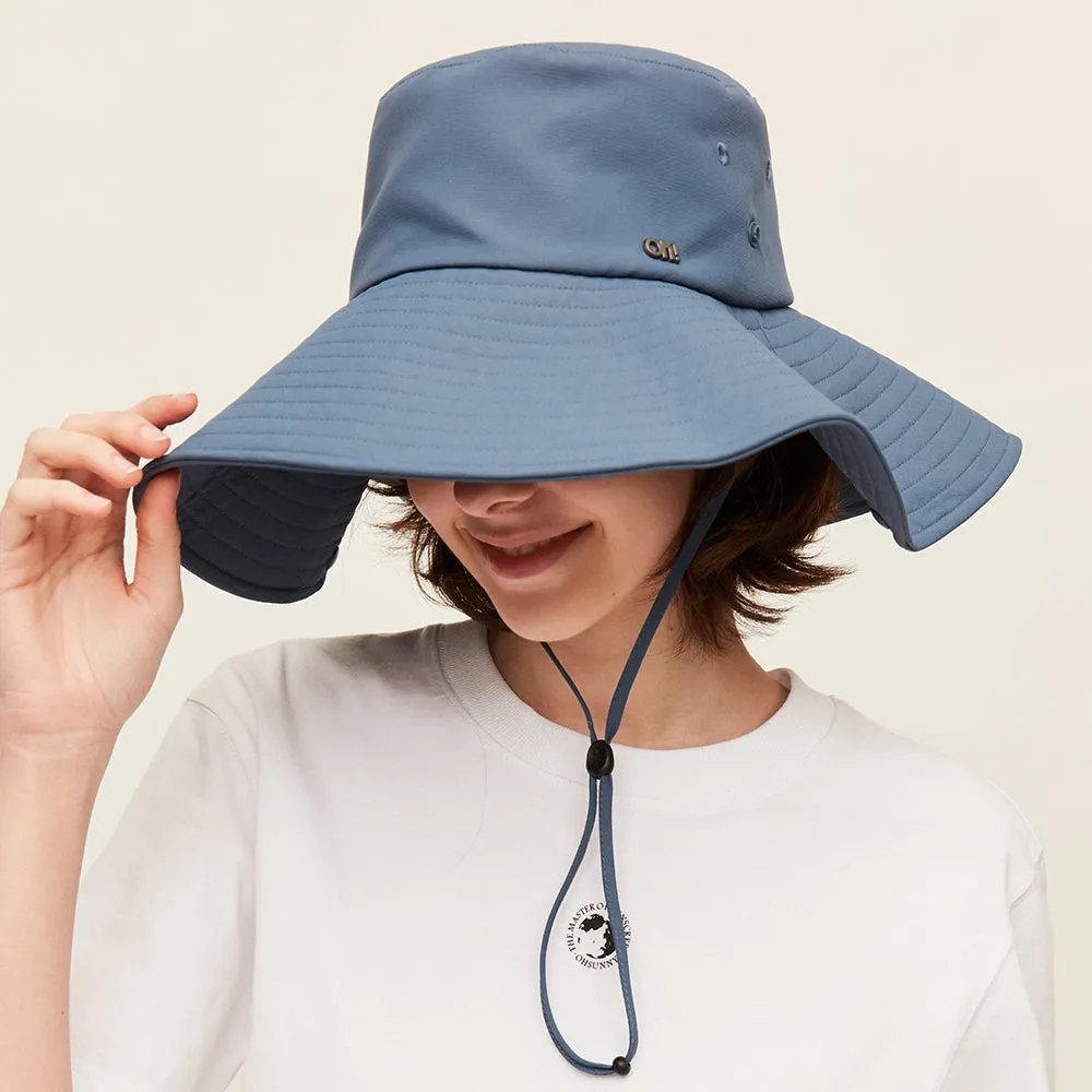 Unisex Extra Large Brim Sun Hat with Windproof Rope