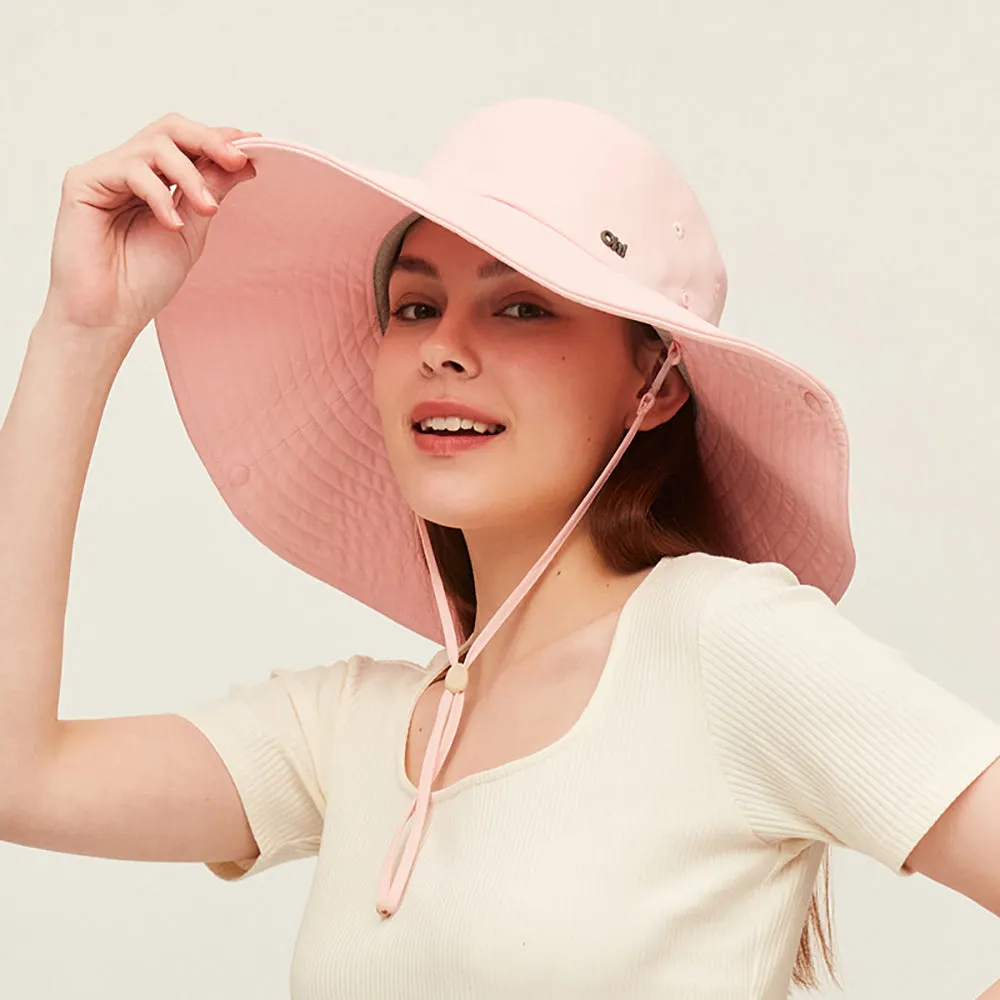 Unisex Extra Large Brim Sun Hat with Windproof Rope
