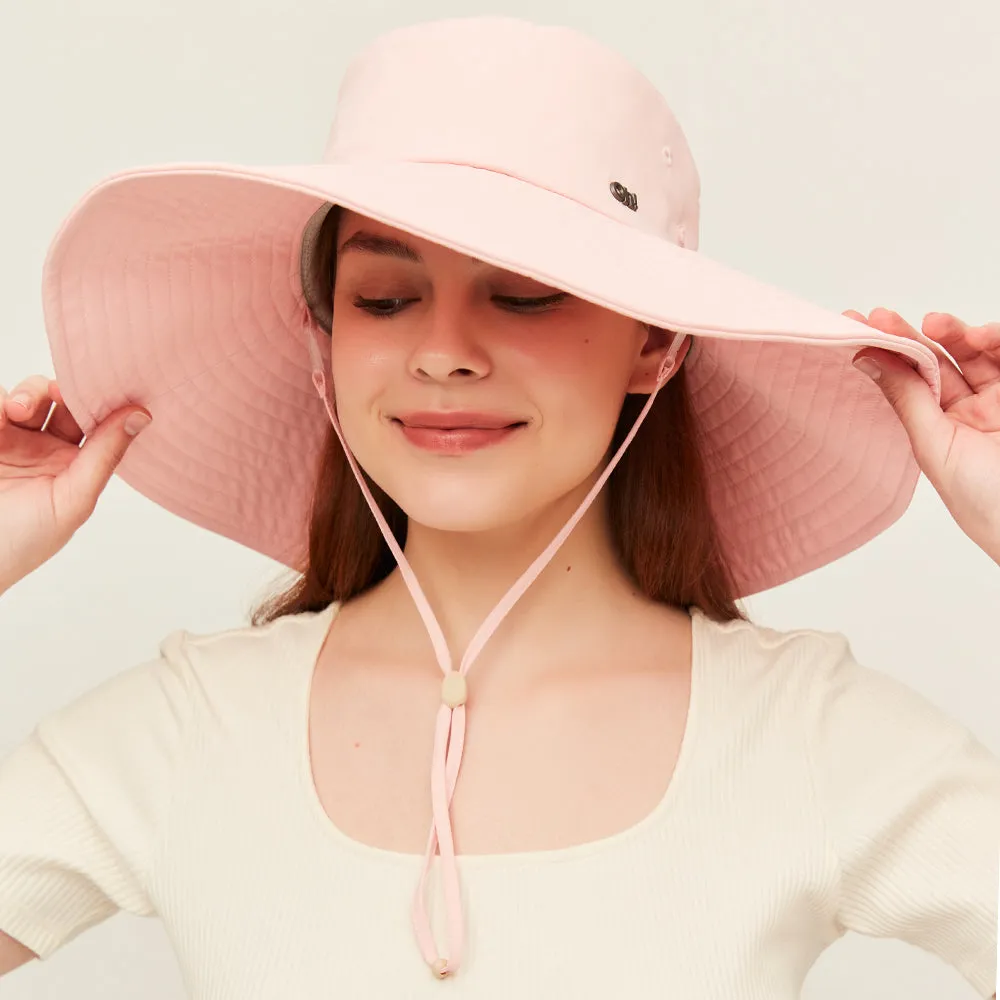 Unisex Extra Large Brim Sun Hat with Windproof Rope