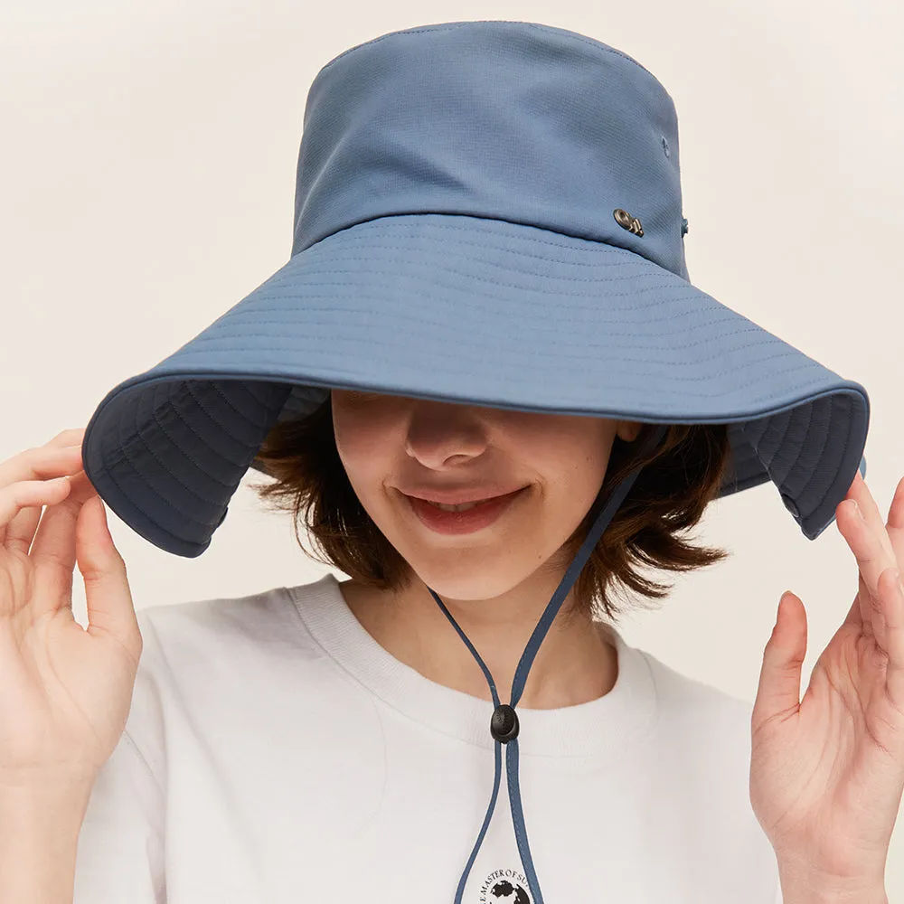 Unisex Extra Large Brim Sun Hat with Windproof Rope