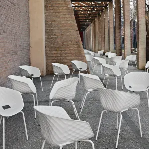 White Outdoor Chairs Uni Plastic Stackable Patio Chairs