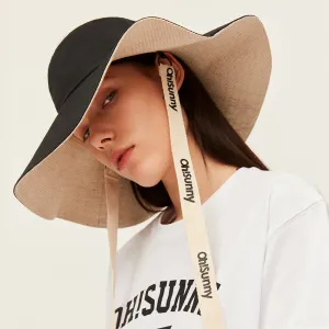 Women's Sun Hat Large Brim Bucket Hat Removable Belt