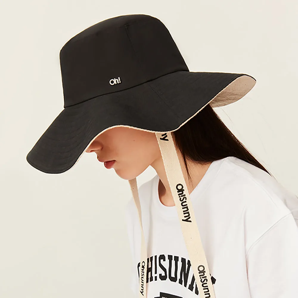 Women's Sun Hat Large Brim Bucket Hat Removable Belt