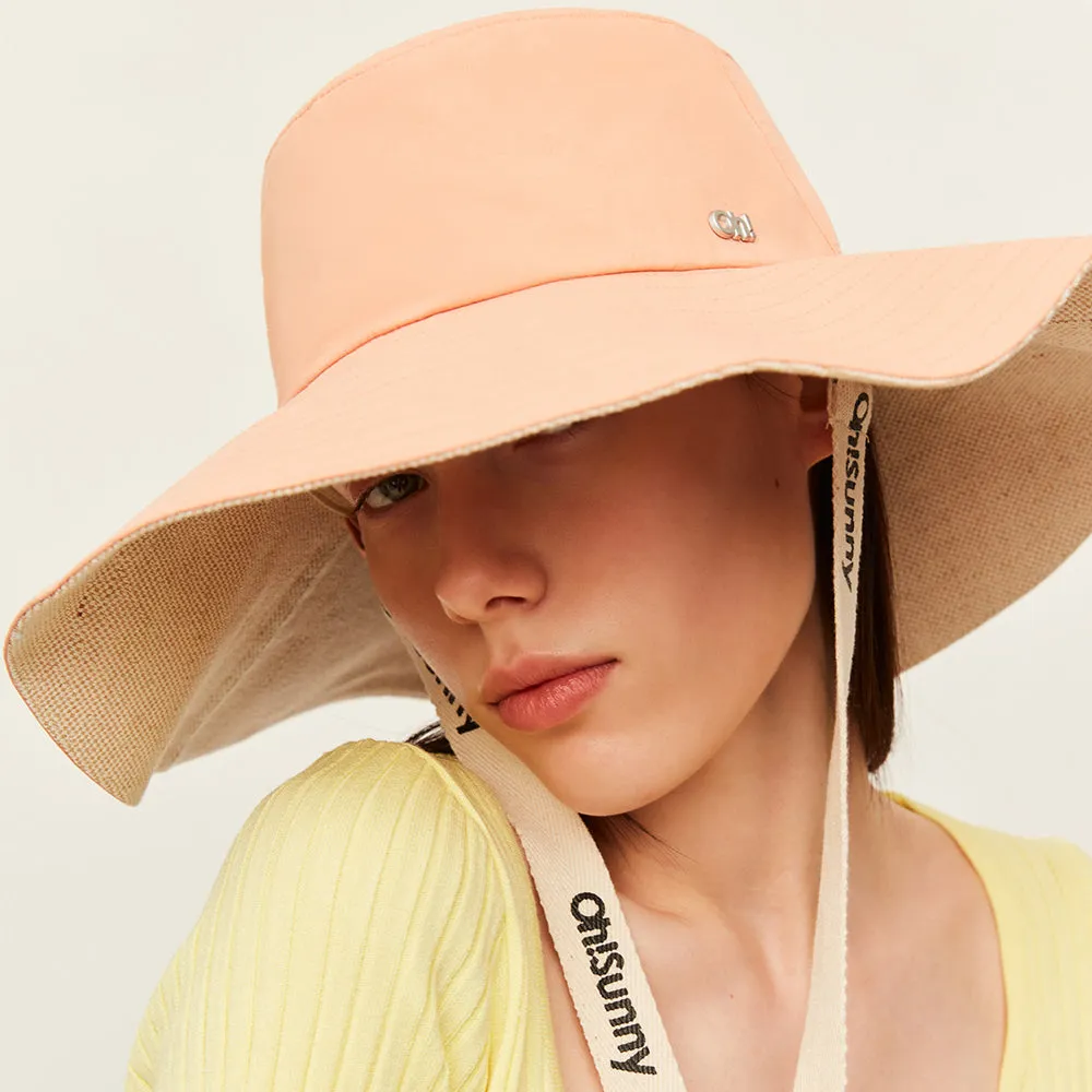 Women's Sun Hat Large Brim Bucket Hat Removable Belt