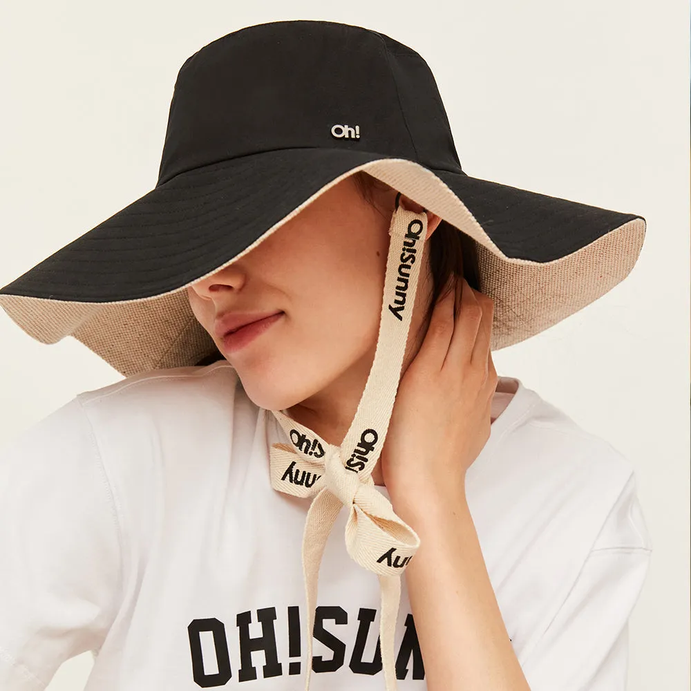 Women's Sun Hat Large Brim Bucket Hat Removable Belt