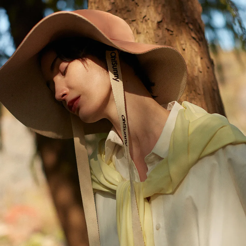 Women's Sun Hat Large Brim Bucket Hat Removable Belt