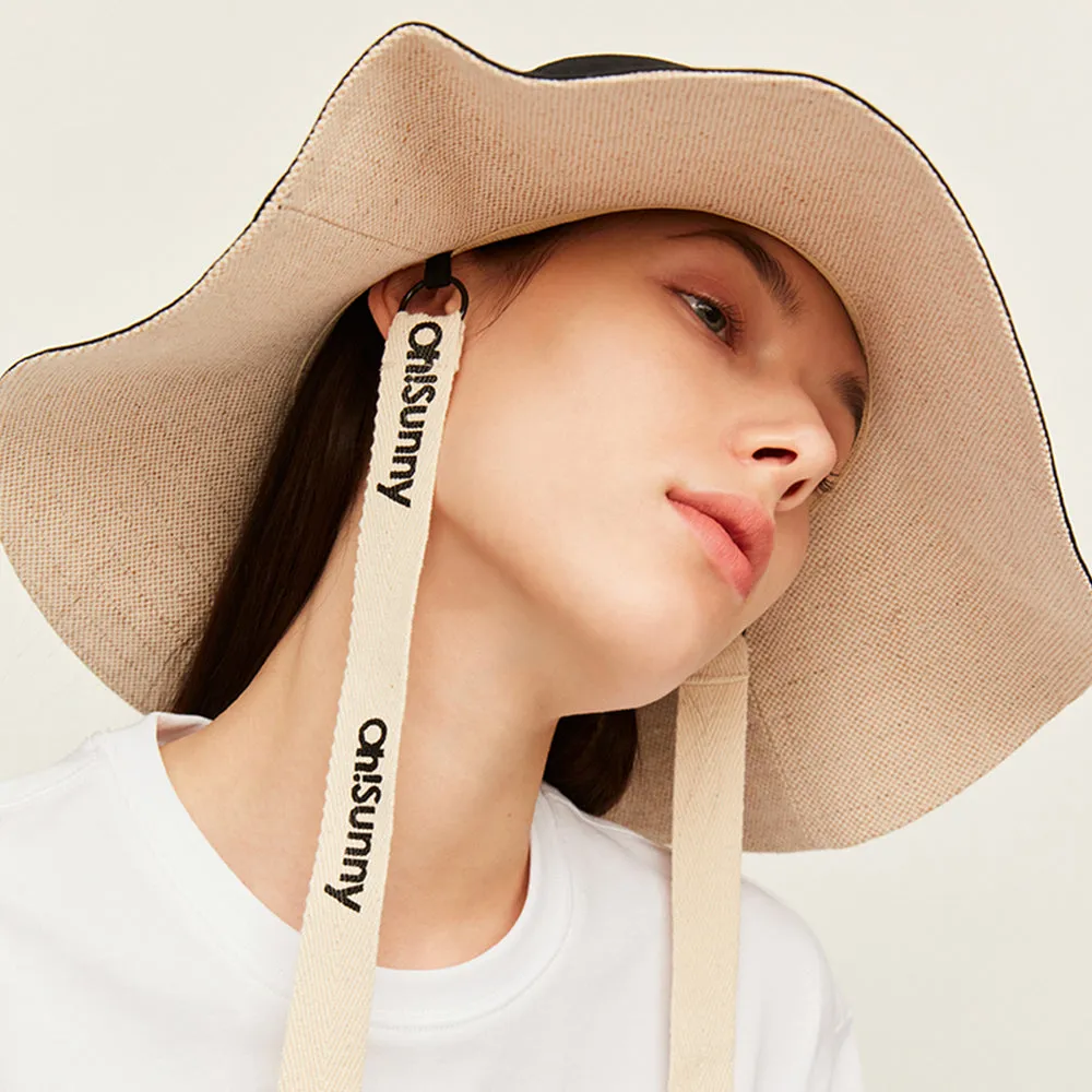Women's Sun Hat Large Brim Bucket Hat Removable Belt
