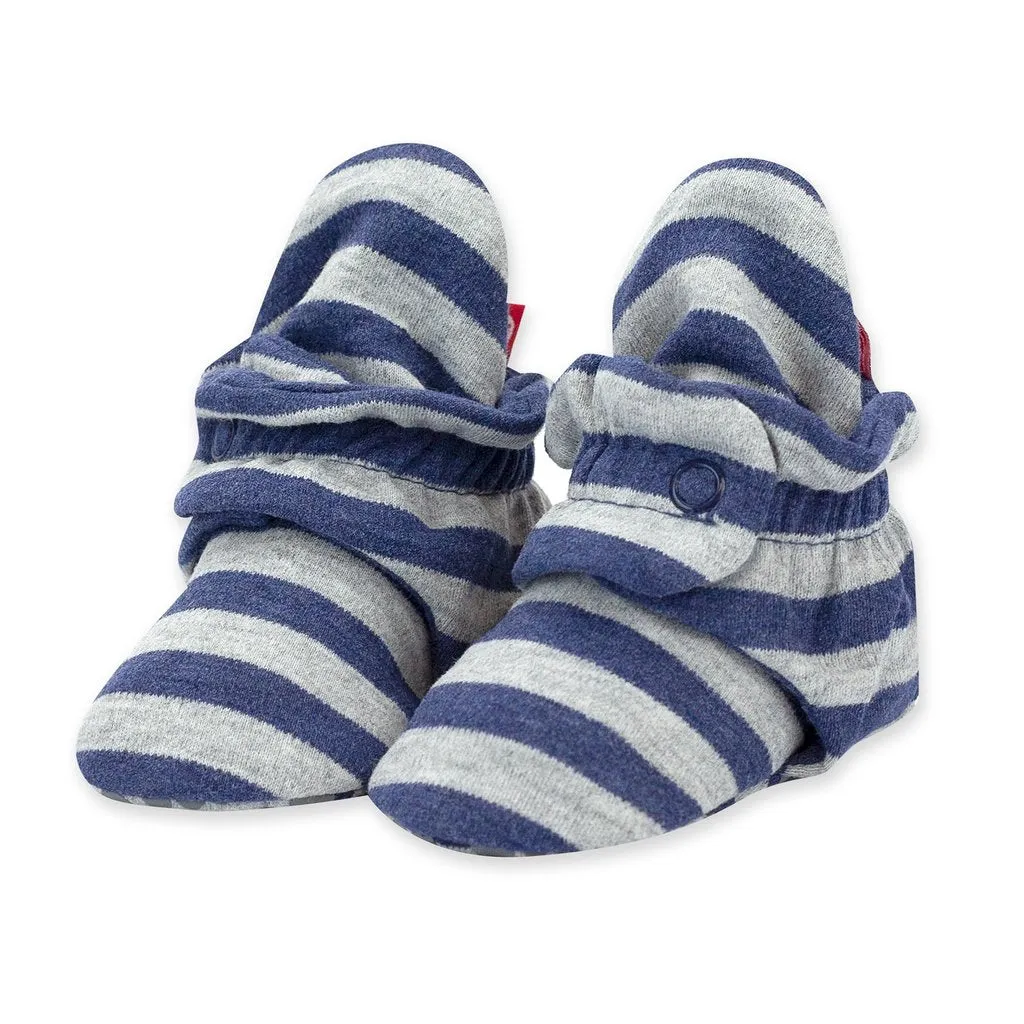 Zutano Cotton Gripper Baby Bootie Navy Stripe - Retired